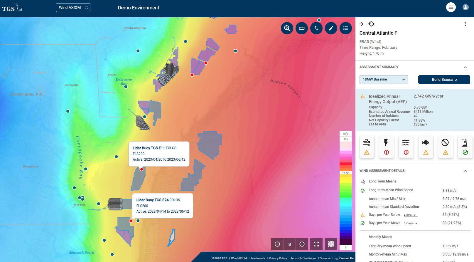 Wind AXIOM Buoy Locations Central Atlantic