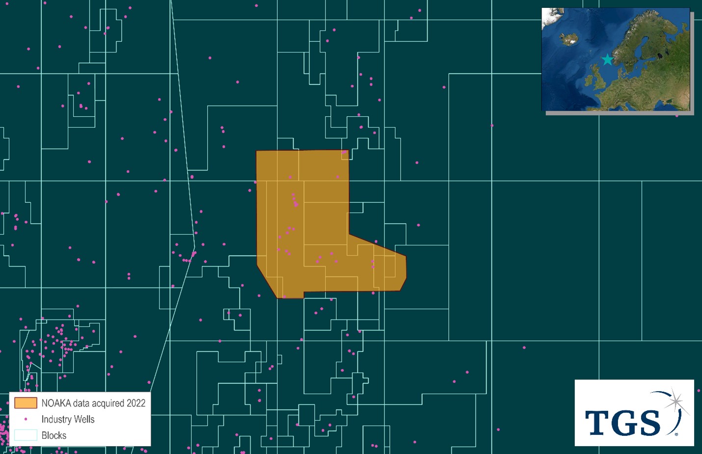 TGS Map Showing NOAKA Ocean Bottom Node Seismic Coverage Acquired